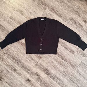 Baldwin Ribbed Wool Cashmere V Neck Cardigan